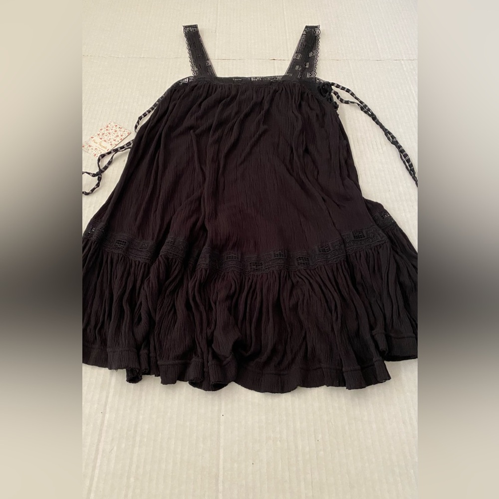 NWT Free People Crochet Ruffled Trapeze Mini Dress Black Size XS - Picture 8 of 15